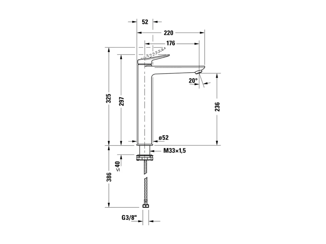 Mezclador de lavabo DUVARIT Wave XL sin vaciador bronce cepillado