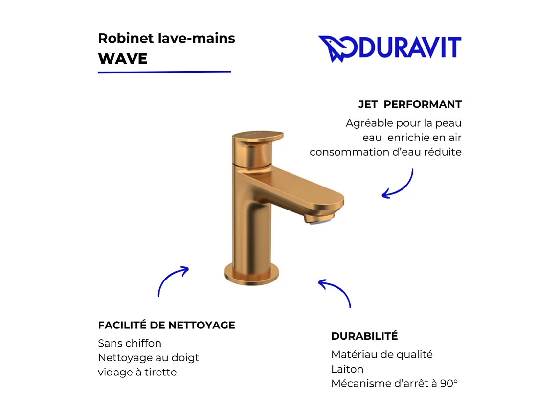 Robinet lave-mains eau froide DURAVIT Wave bronze brossé