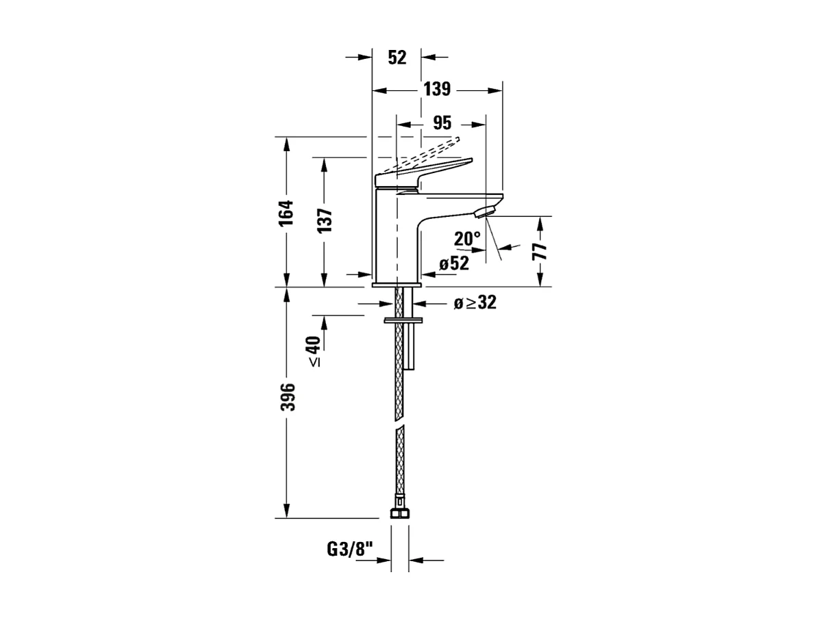 Mitigeur lavabo DURAVIT Wave S sans vidage inox brossé