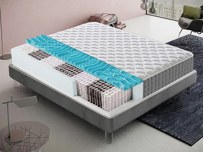 Matelas à ressorts ensachés mémoire de forme 9 zones différenciées - Anatomique - 70x200 cm