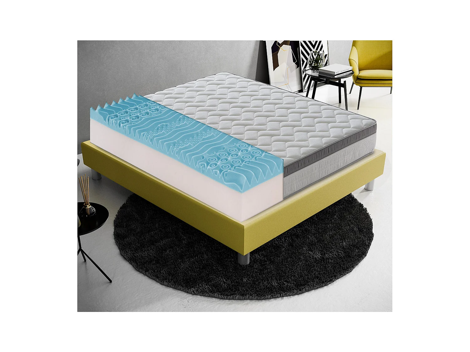 Matelas mémoire de forme à 9 zones différenciées 26cm de hauteur modèle Plus 100x200 cm