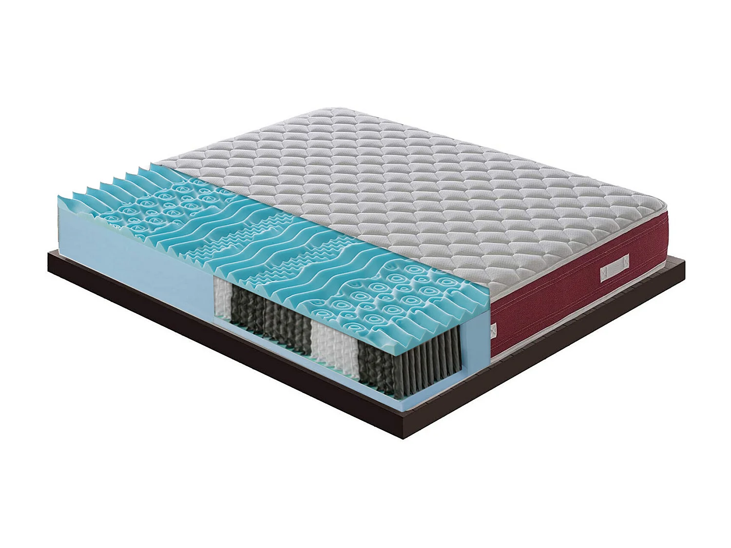 Matelas à ressorts ensachés et mousse mémoire - 9 zones différentes 70x190 cm