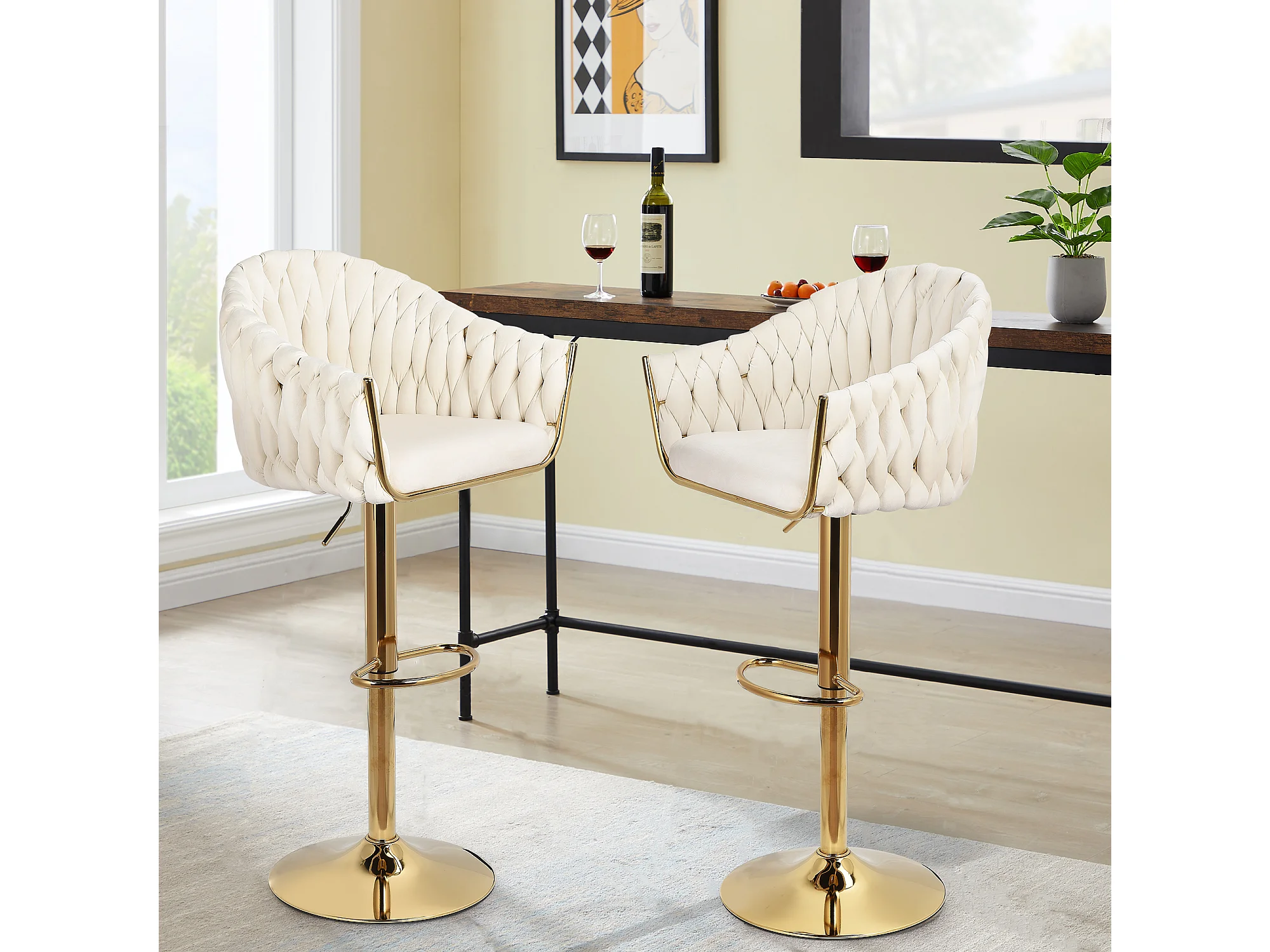Set van 2 taupe textileen klapstoelen
