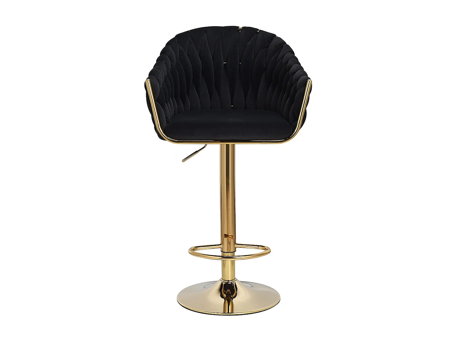 Lot de 2 Tabouret de Bar - Chaise Bar - pieds dorés - ergonomique - Velours - Noir