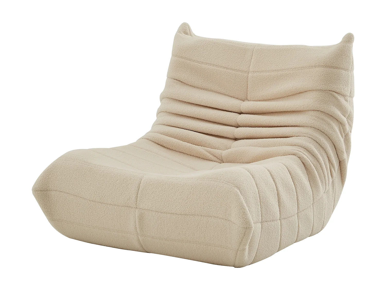 Fauteuil pouf - mousse haute densité - canapé pouf - fauteuil de salon - velours - Beige