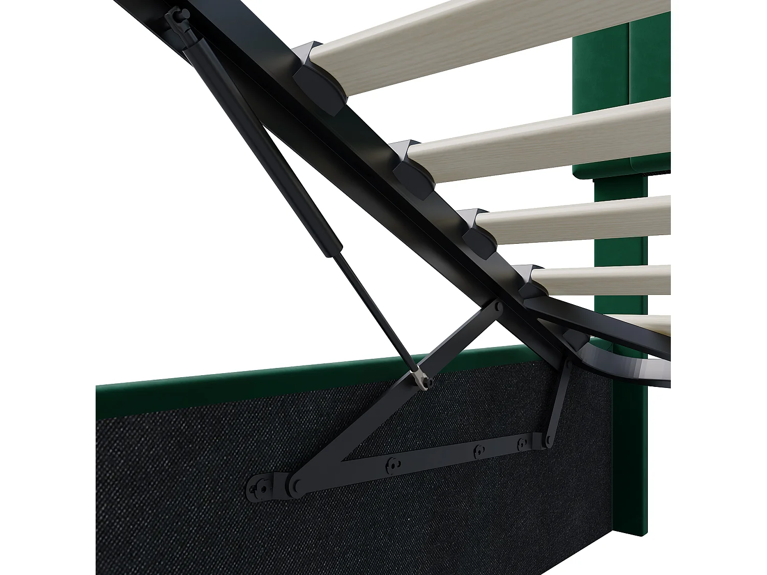 Lit Coffre 140x200cm - Rangement et éclairage LED - Sommier à Lattes - Tête de Lit Réglable - Vert