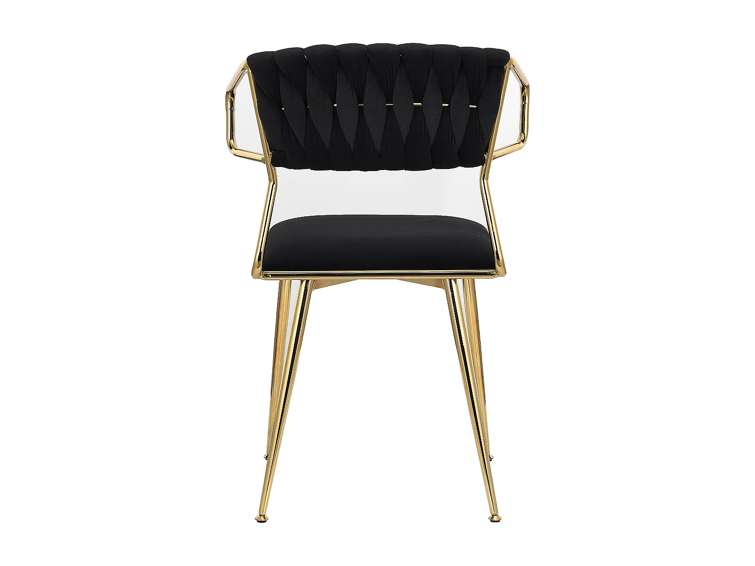 Set van 2 fluwelen en metalen stoelen - Keukenstoel voor restaurant en eetkamer - Zwart