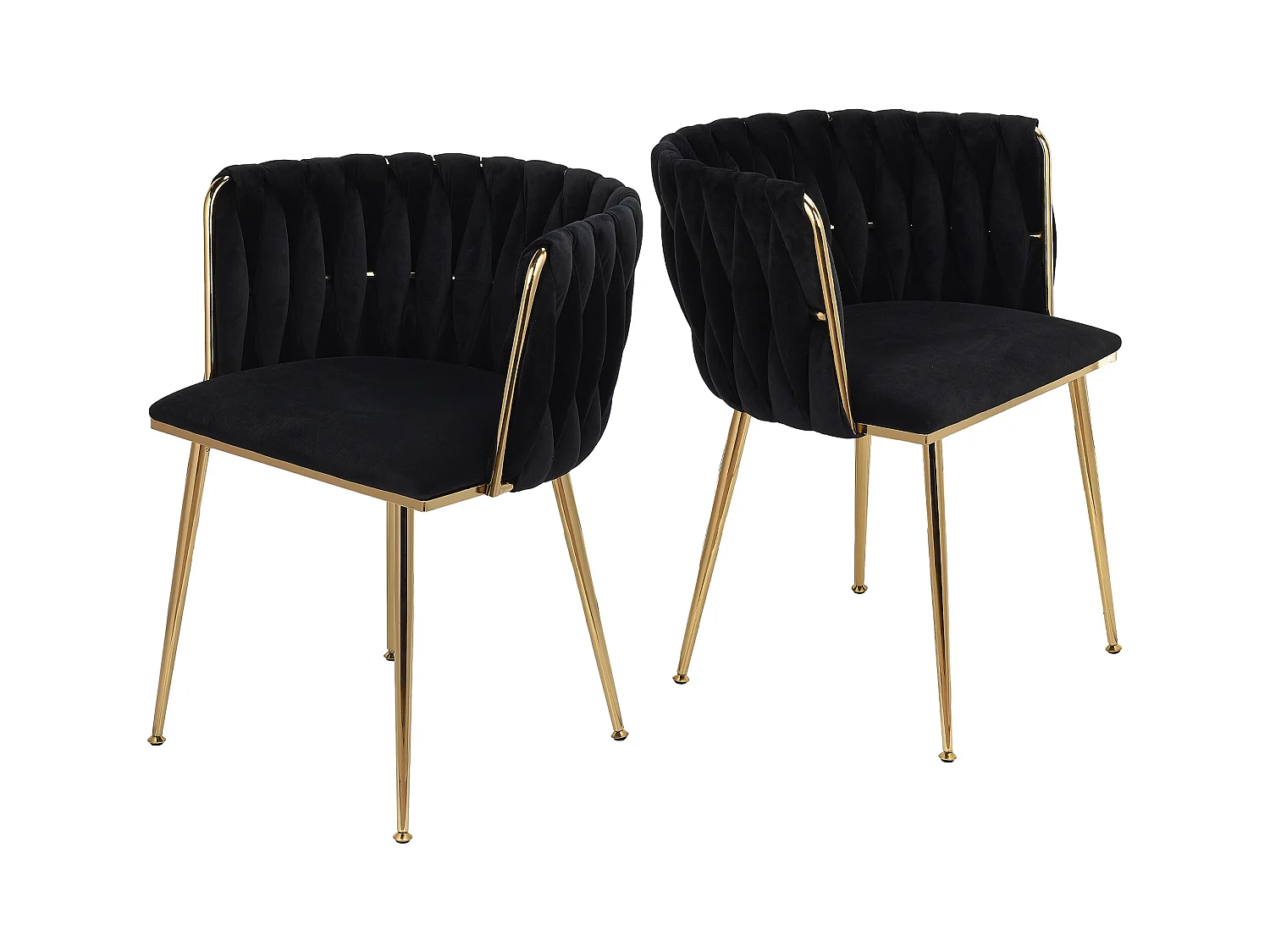 Lot de 2 Chaises avec Dossier - Chaise Table a Manger en Velours Moderne, pour la Vanité de la Chambre de Cuisine - noir