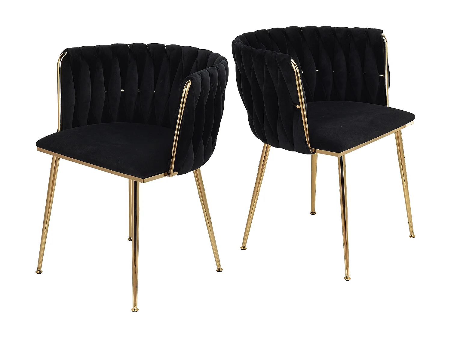 Lot de 2 Chaises avec Dossier - Chaise Table a Manger en Velours Moderne, pour la Vanité de la Chambre de Cuisine - noir