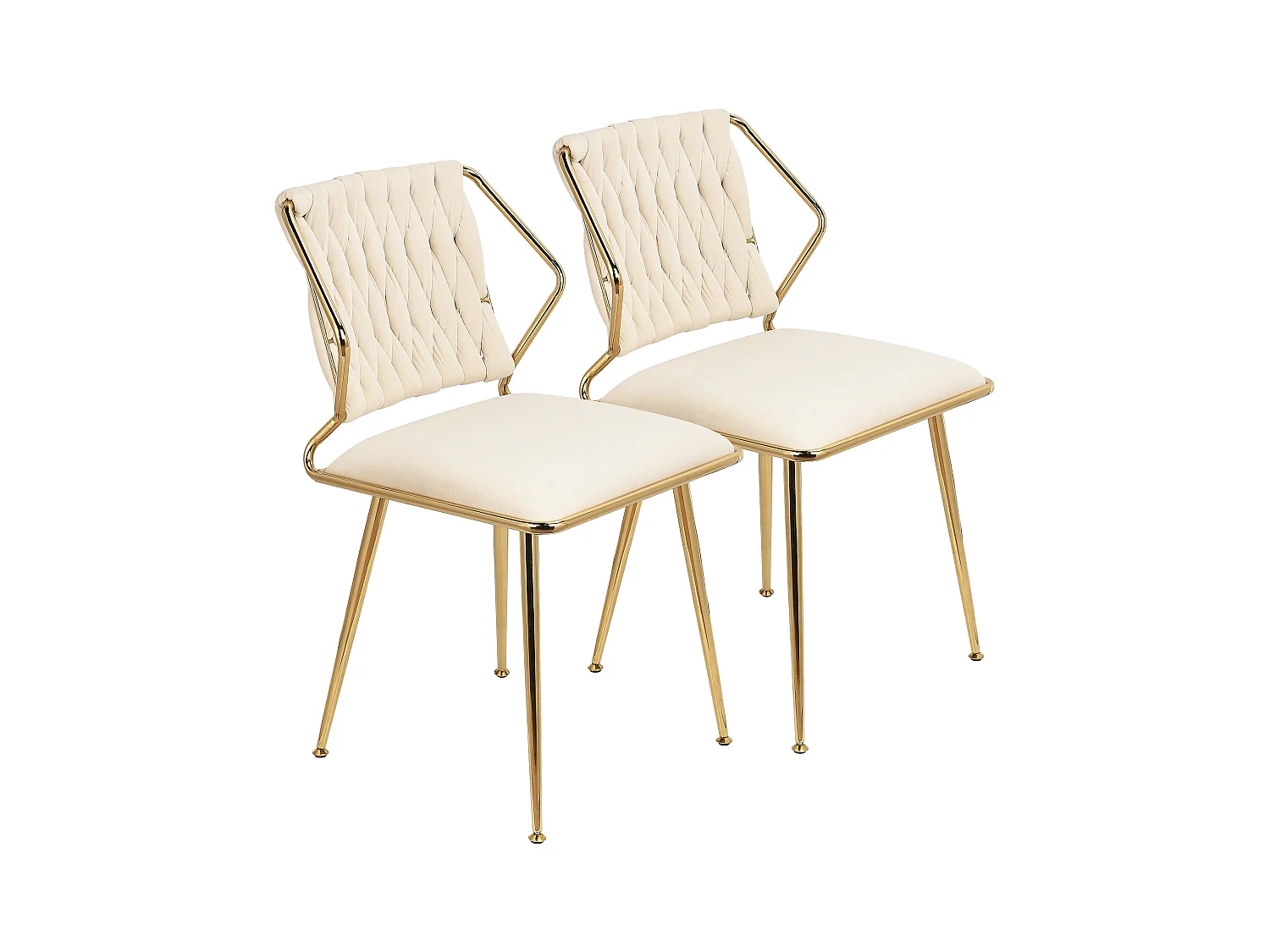 Lot de 2 chaises en velours et métal - pour la Vanité de la Chambre de Cuisine - Beige