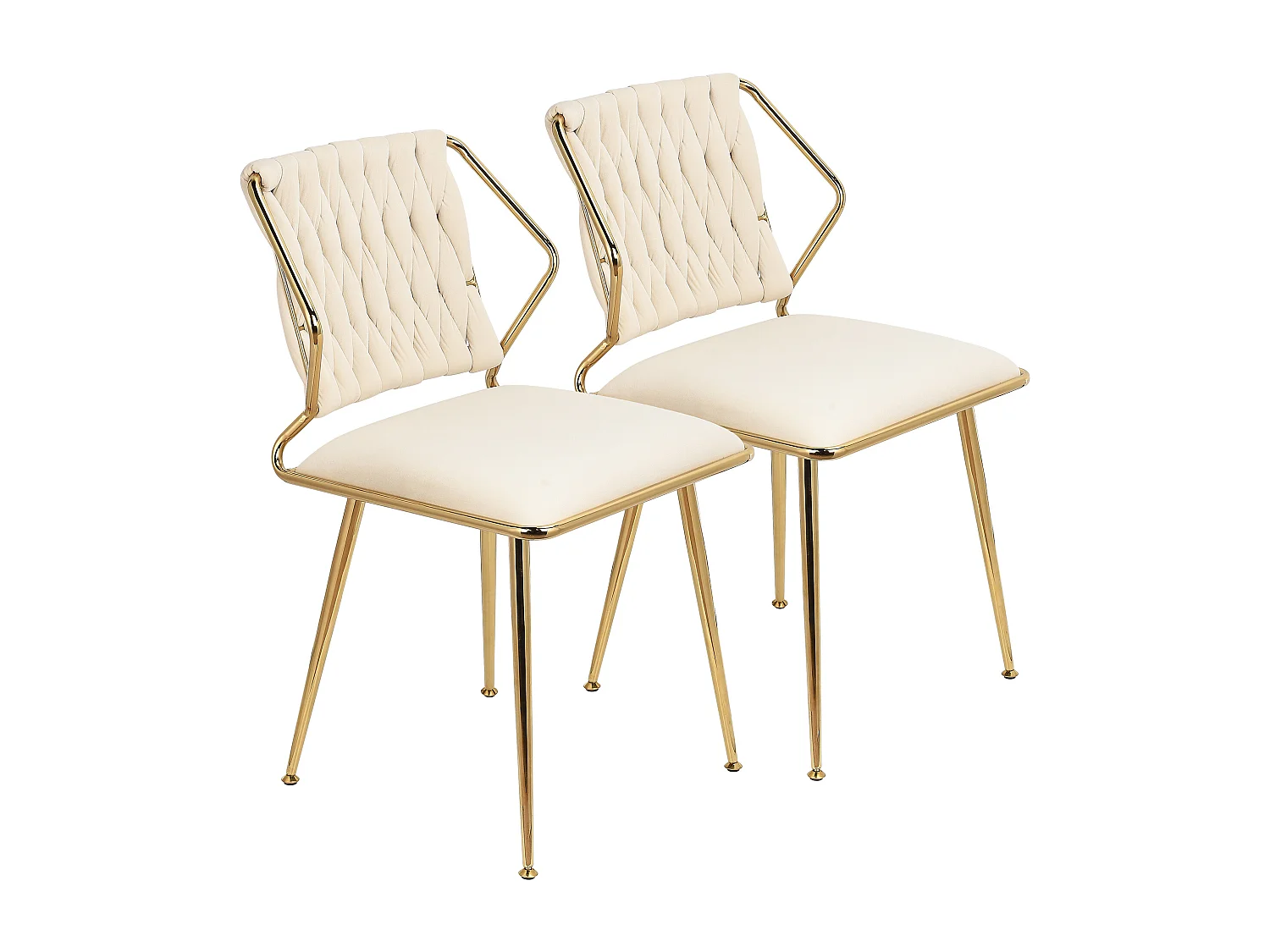 Lot de 2 chaises en velours et métal - pour la Vanité de la Chambre de Cuisine - Beige