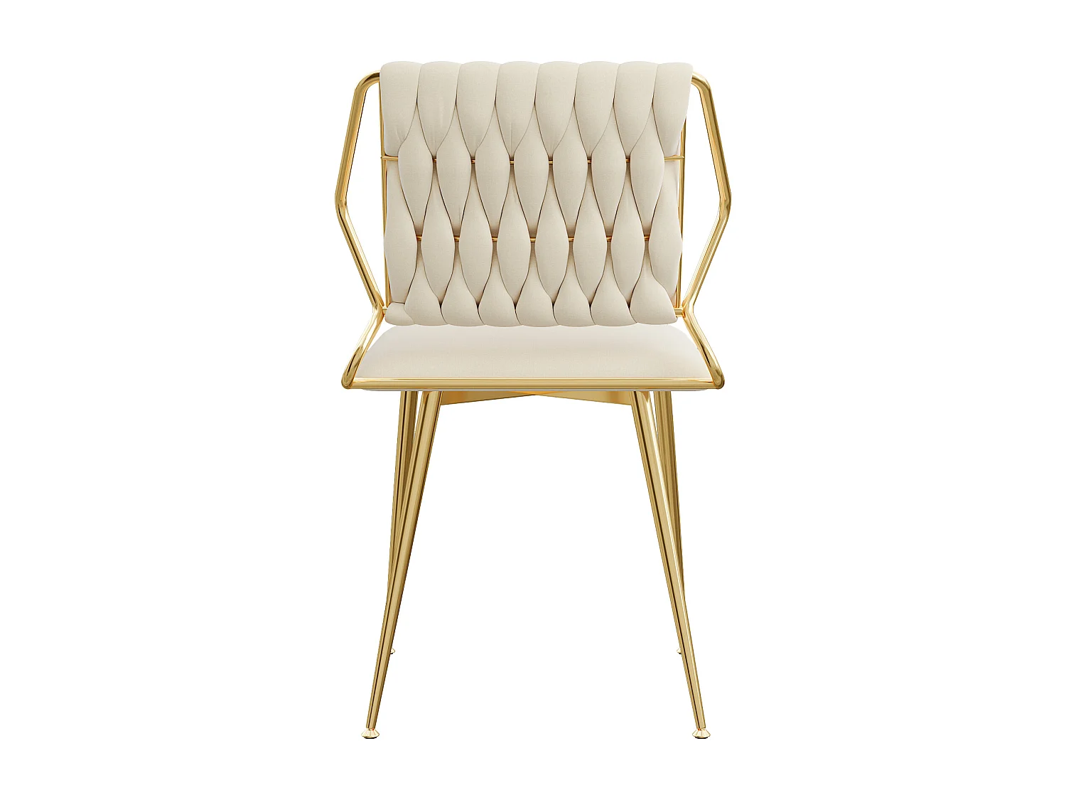 Lot de 2 chaises en velours et métal - pour la Vanité de la Chambre de Cuisine - Beige