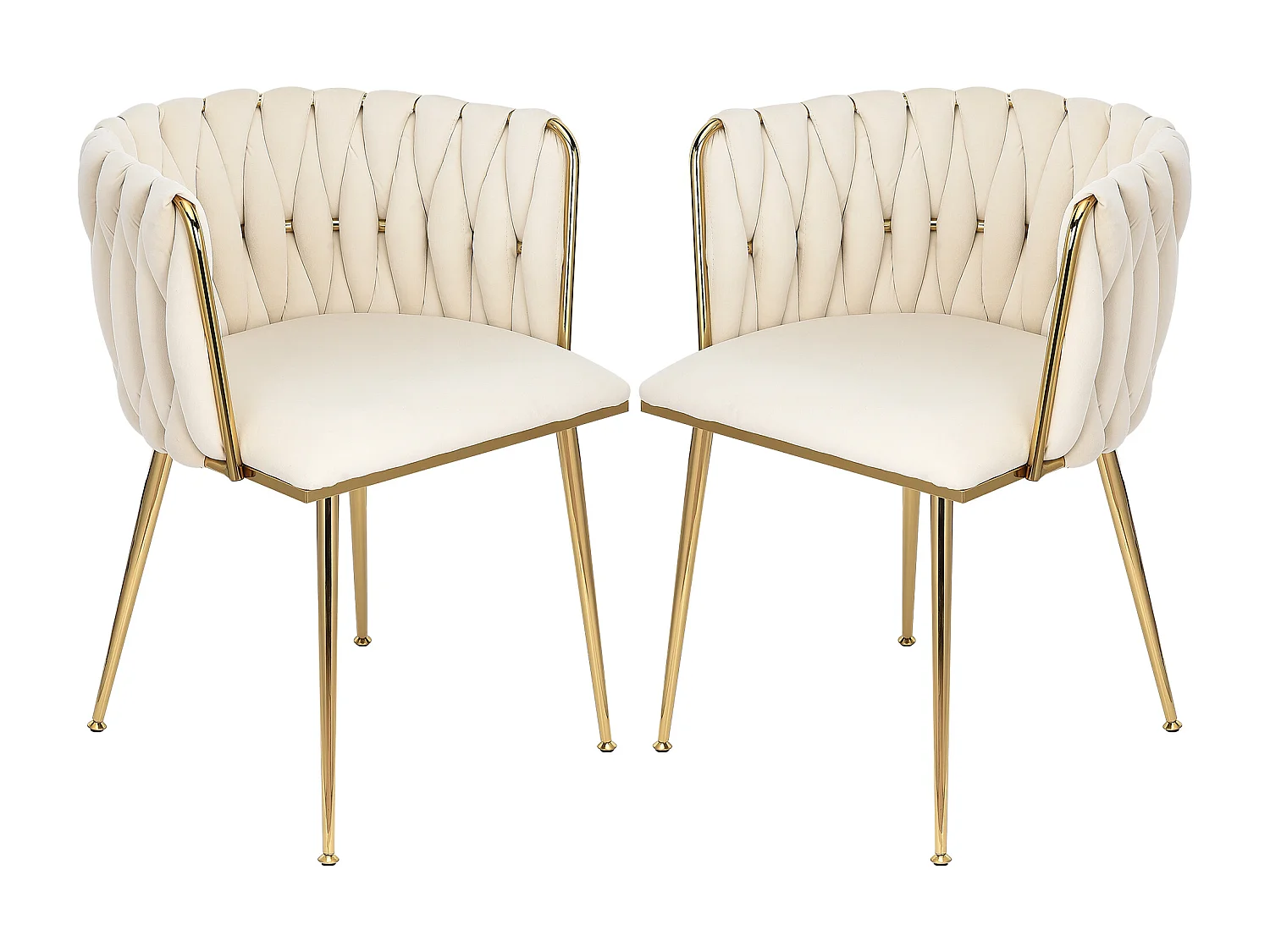 Lot de 2 Chaises avec Dossier - Chaise Table a Manger en Velours Moderne, pour la Vanité de la Chambre de Cuisine - Beige