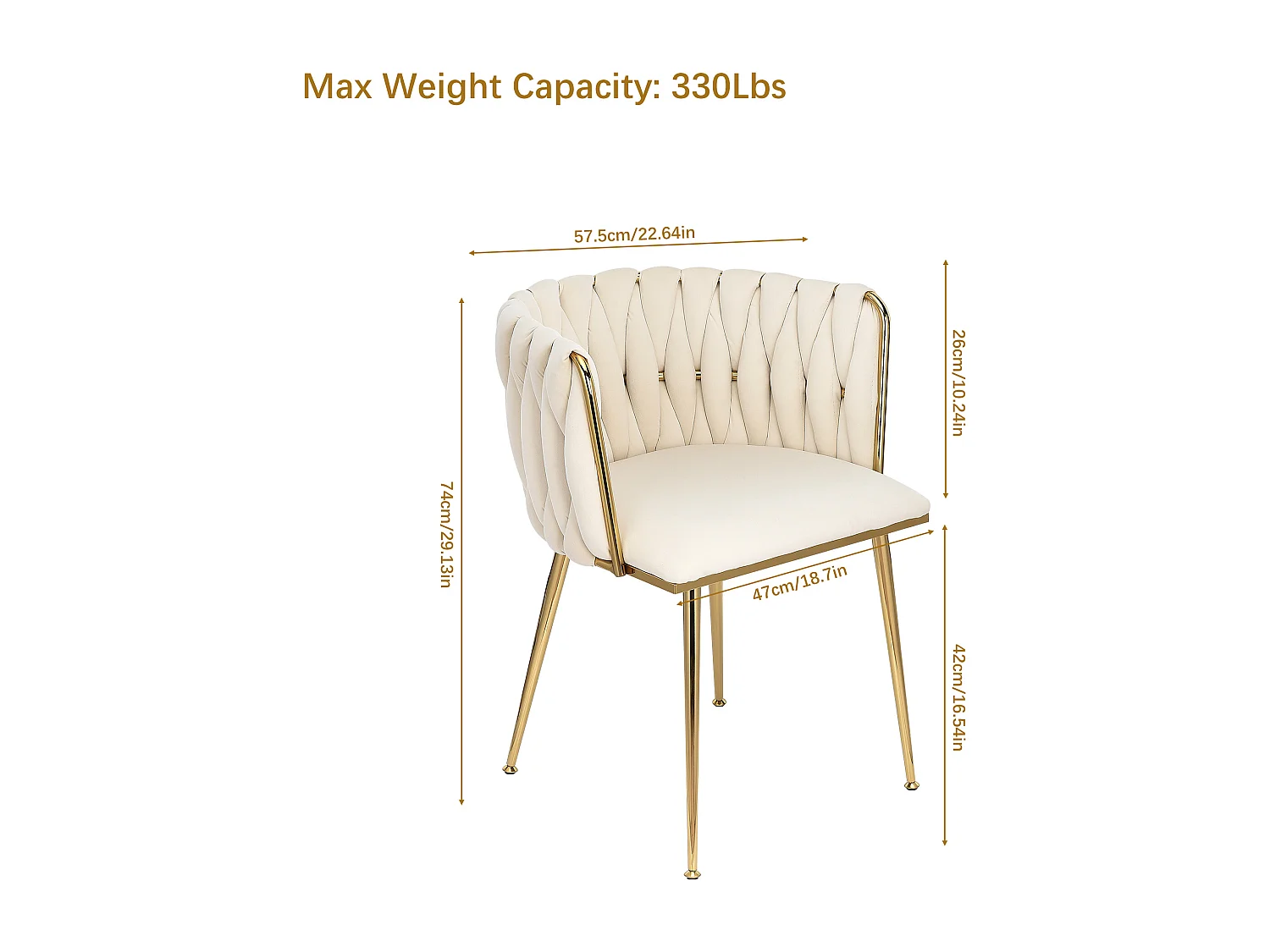 Lot de 2 Chaises avec Dossier - Chaise Table a Manger en Velours Moderne, pour la Vanité de la Chambre de Cuisine - Beige