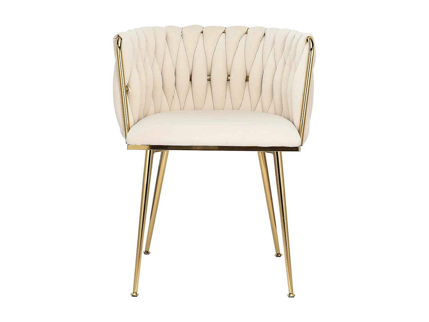 Lot de 2 Chaises avec Dossier - Chaise Table a Manger en Velours Moderne, pour la Vanité de la Chambre de Cuisine - Beige