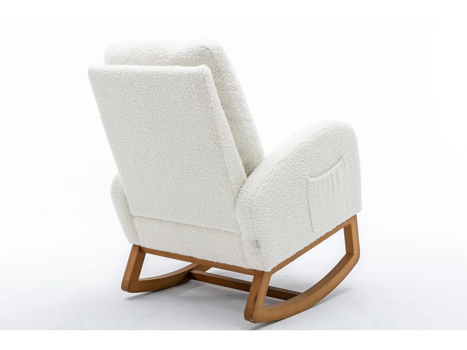 Cadeira de baloiço - Encosto estofado - Pernas de madeira - Estilo escandinavo - Branco