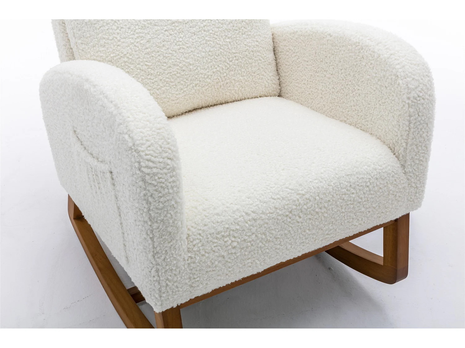 Cadeira de baloiço - Encosto estofado - Pernas de madeira - Estilo escandinavo - Branco