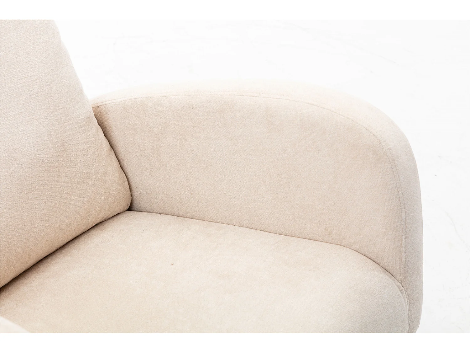 Fauteuil à Bascule - Rocking chair - Dossier Capitonné Pieds en Bois - Style Scandinave - Beige