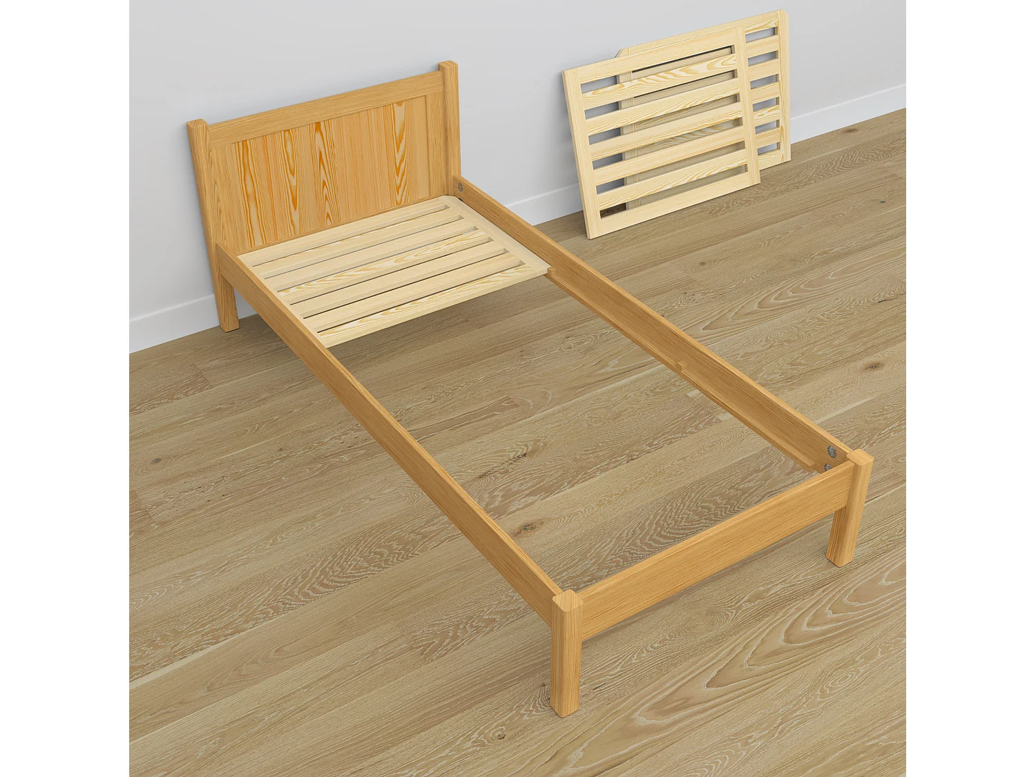 Lit simple en bois N02 Pin Naturel 100x190