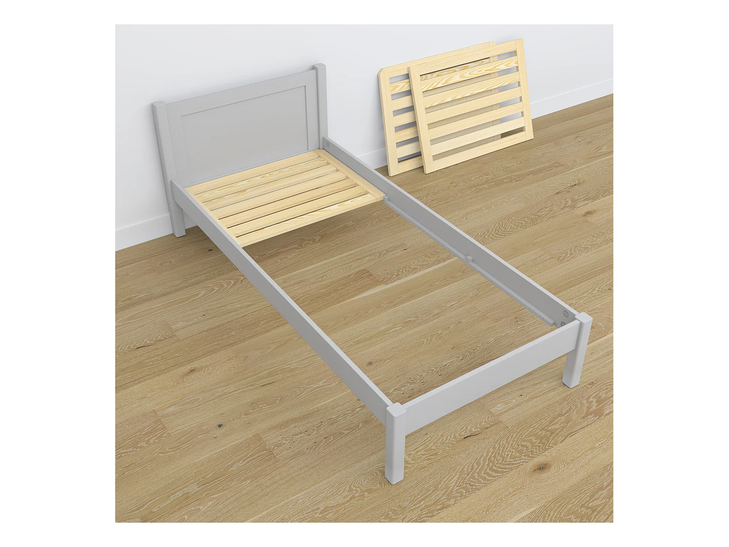 Lit simple en bois N02 Gris 120x190