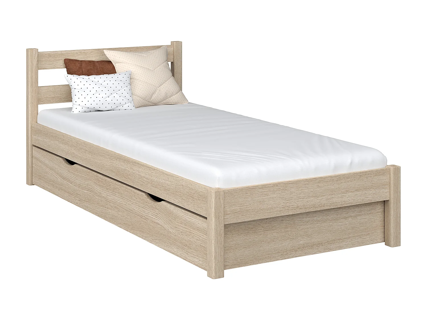 Lit simple en chêne - avec tiroir N01 Chêne Blanchi 120x180