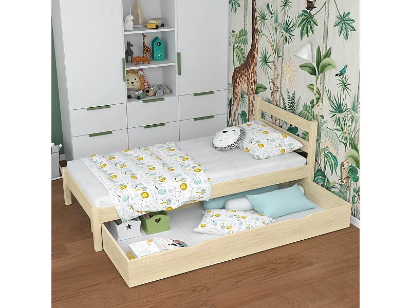 BETT mit Schublade N01 Klare Kiefer 90x190