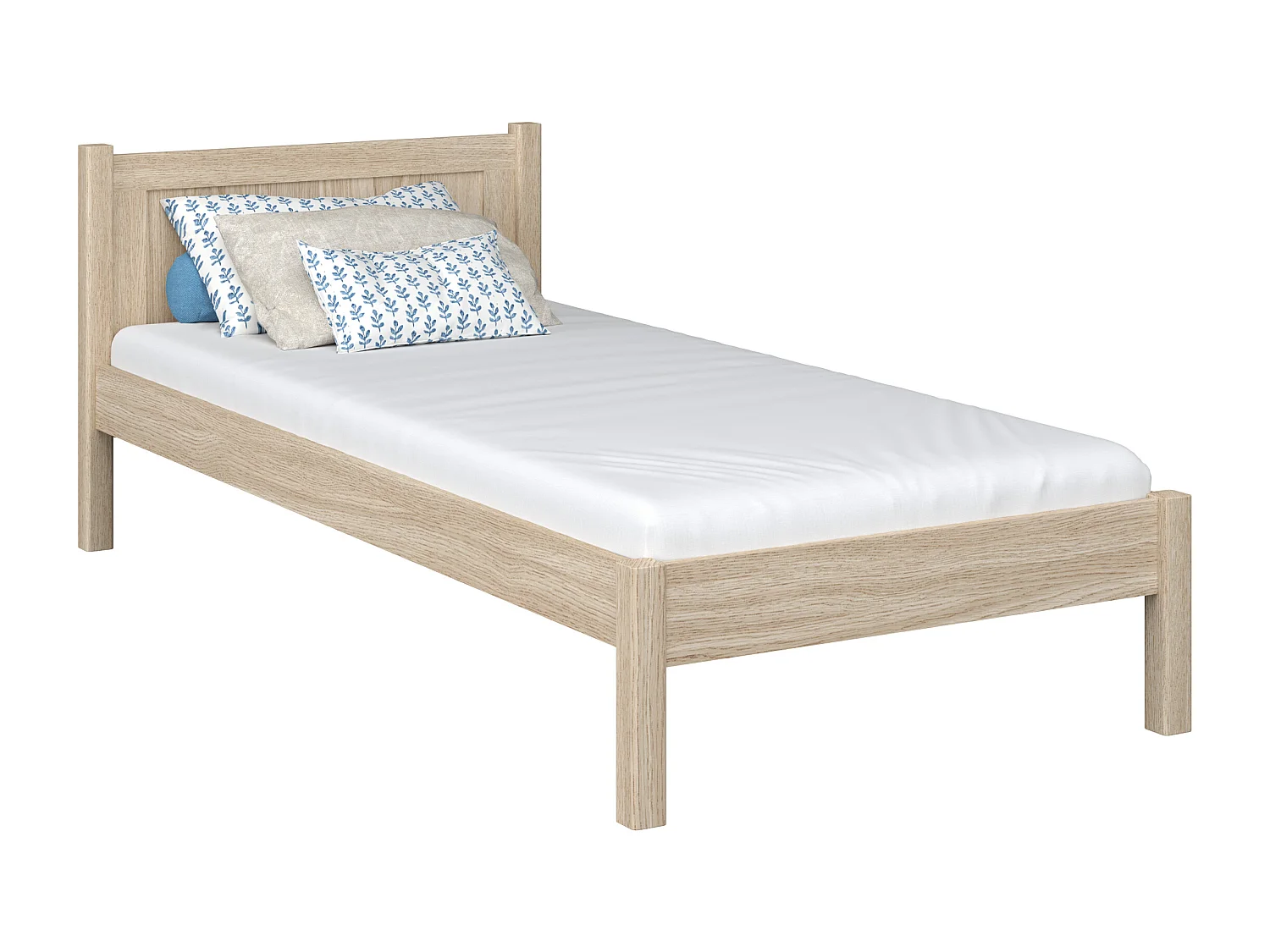 Lit simple en chêne N02 Chêne Blanchi 100x180