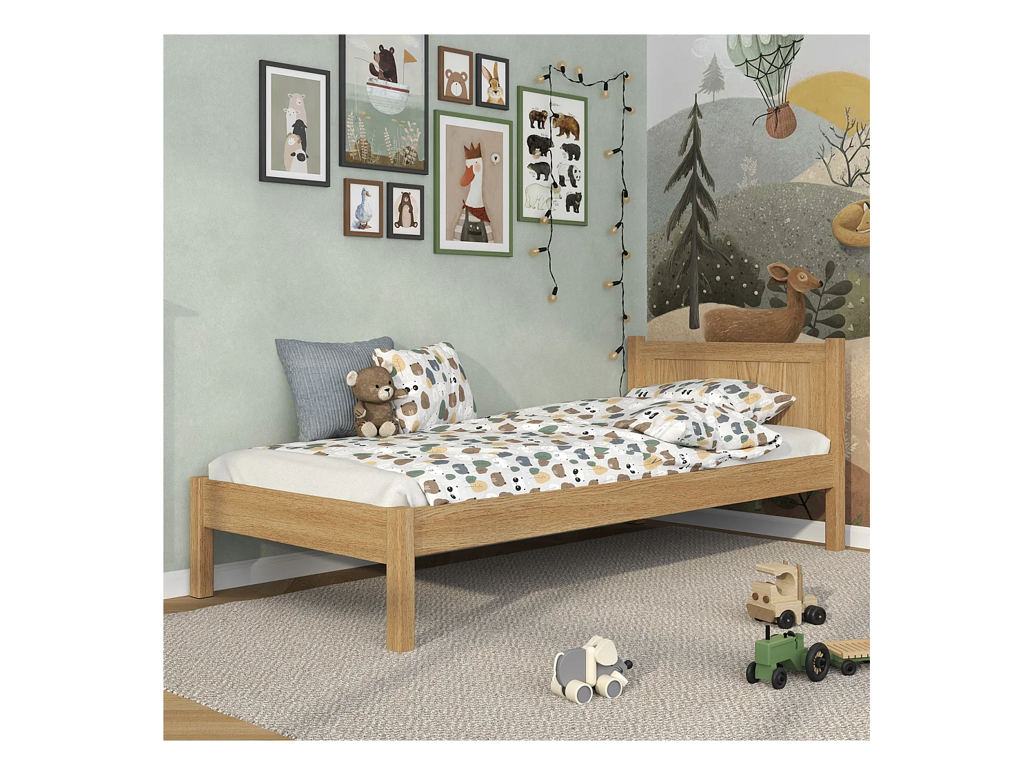 Lit simple en chêne N02 Chêne Naturel 120x190