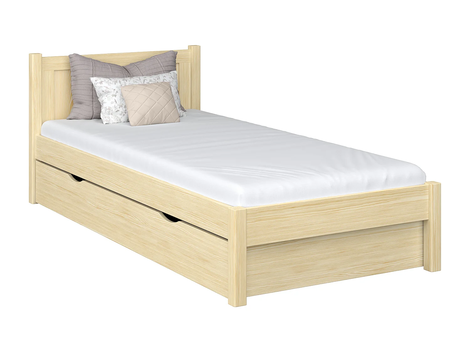 BETT mit Schublade N02 Klare Kiefer 80x190