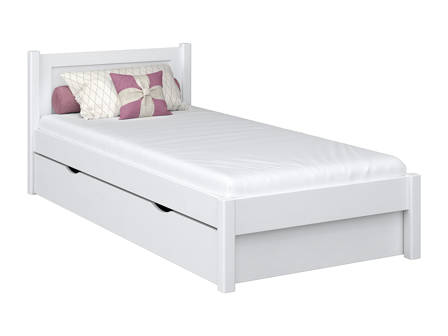 Lit simple en bois - avec tiroir N02 Blanc 120x200