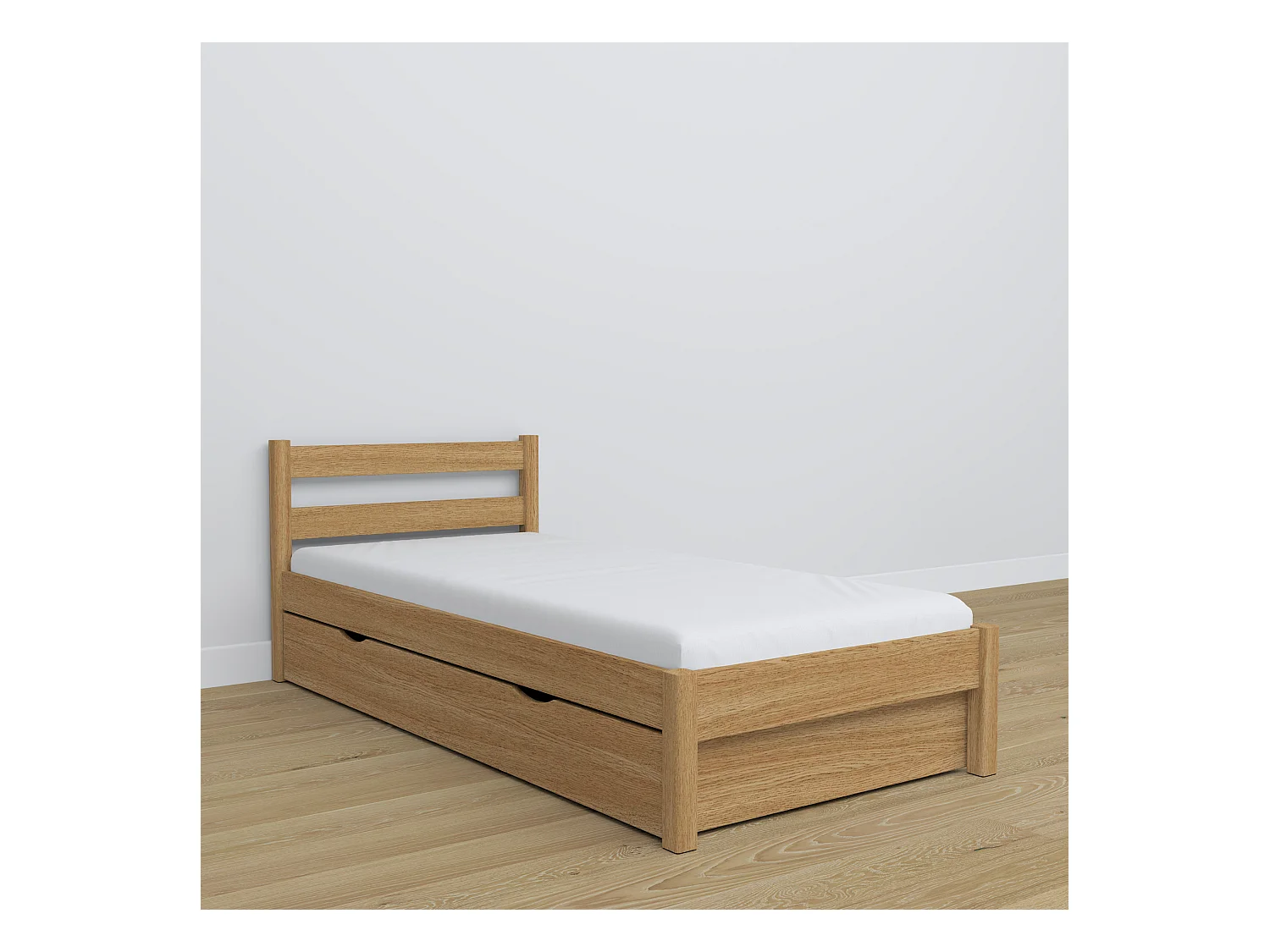 BETT mit Schublade N01 Eiche Natur 120x200