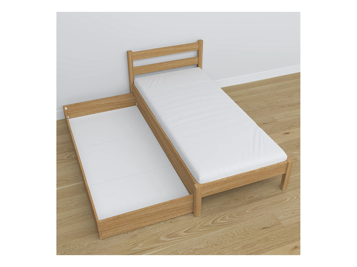 BETT mit Schublade N01 Eiche Natur 120x200