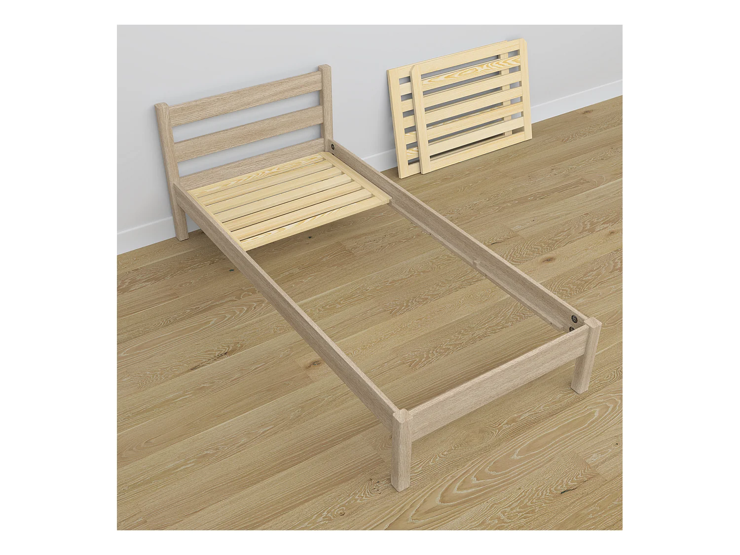 Lit simple en chêne - avec tiroir N01 Chêne Blanchi 100x200
