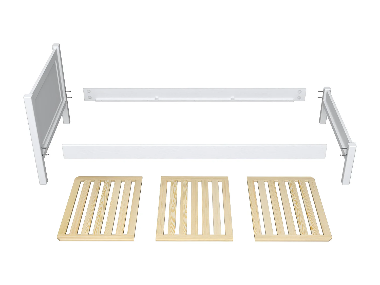 Lit simple en bois N02 Blanc / Chêne Naturel 90x190