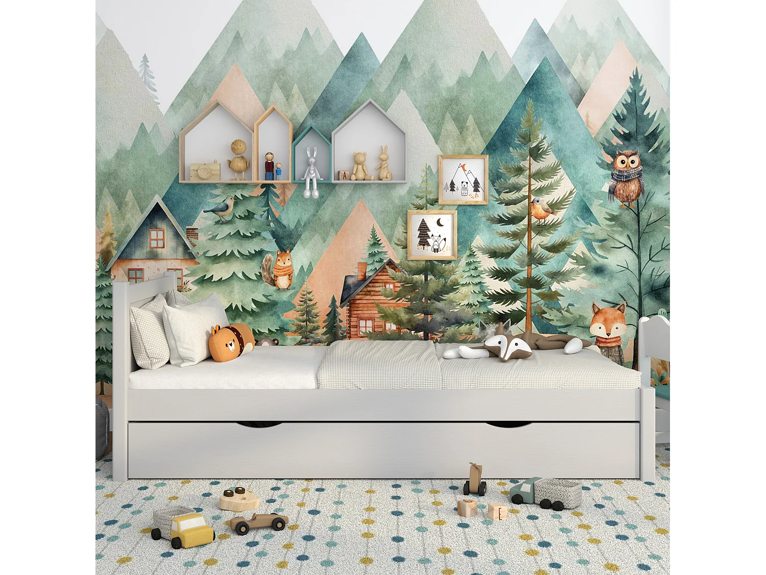 BETT mit Schublade N02 Grau 100x180