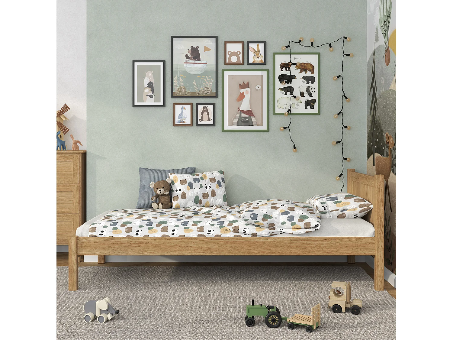 Lit simple en chêne N02 Chêne Naturel 90x180