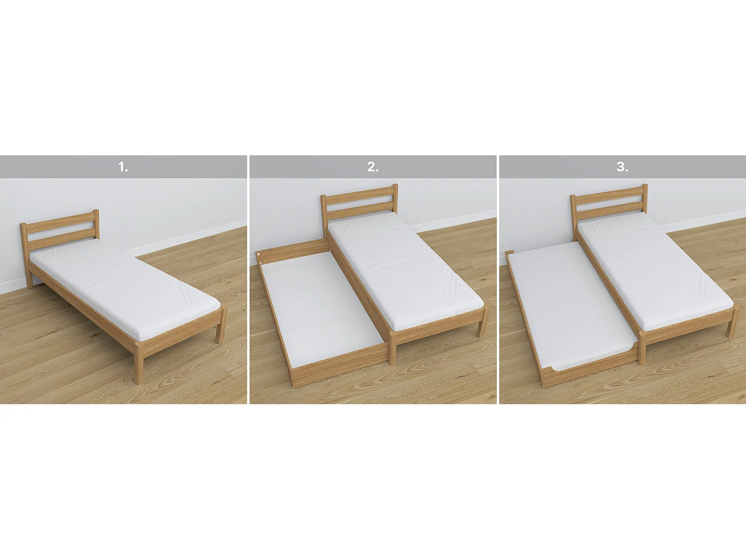 BETT mit Schublade N01 Eiche Natur 100x180