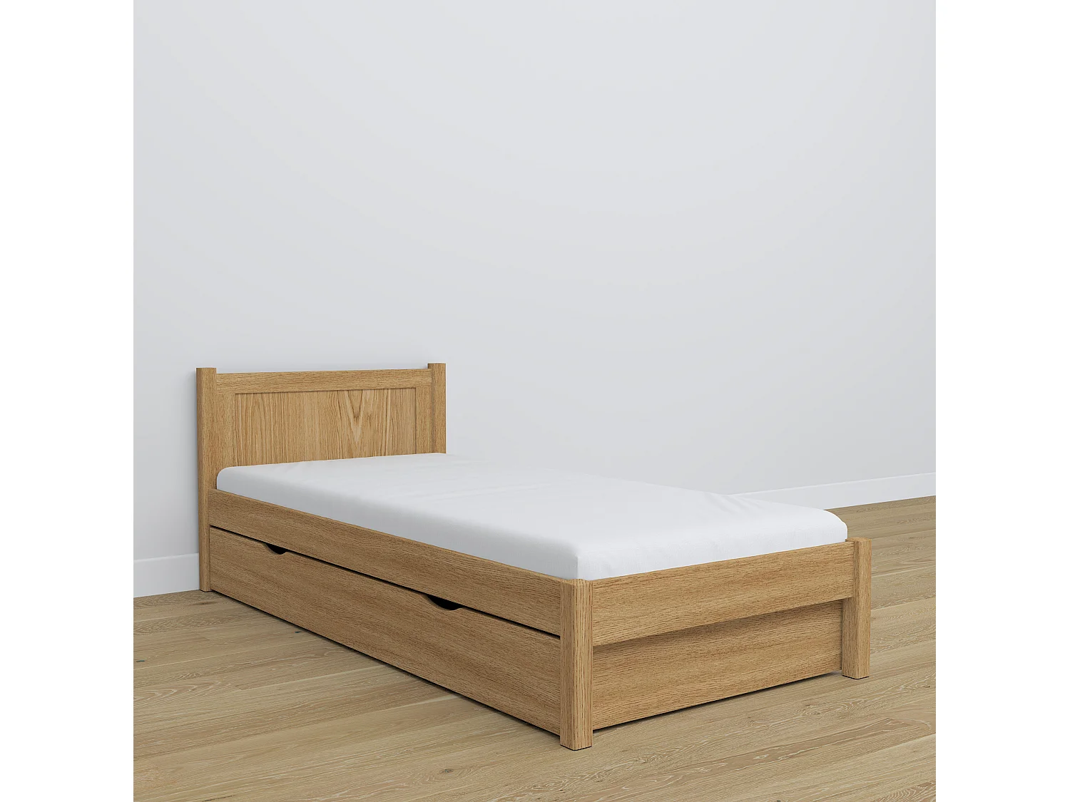 Lit simple en chêne - avec tiroir N02 Chêne Naturel 80x200