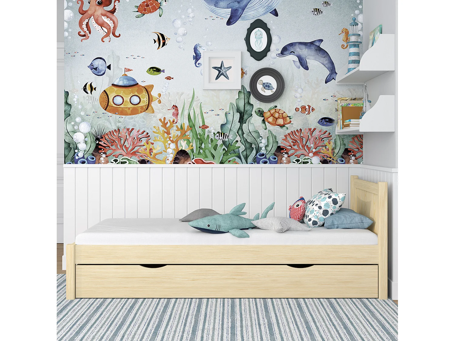Lit simple en bois - avec tiroir N02 Pin Clair 90x180
