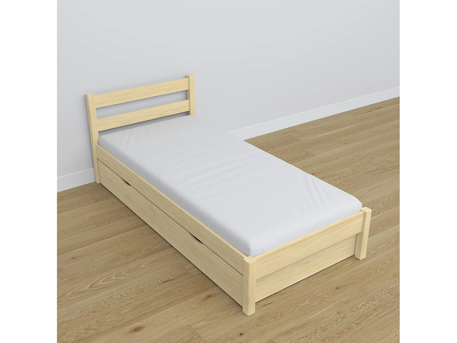 BETT mit Schublade N01 Klare Kiefer 90x180