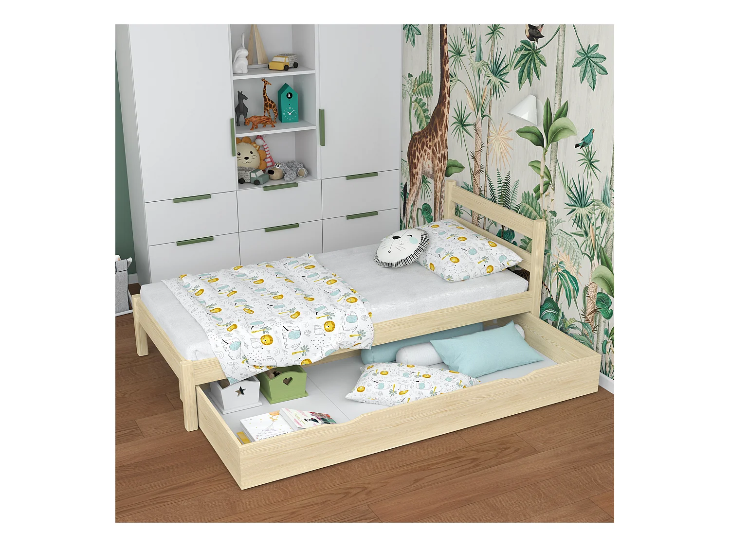 Lit simple en bois - avec tiroir N01 Pin Clair 80x190
