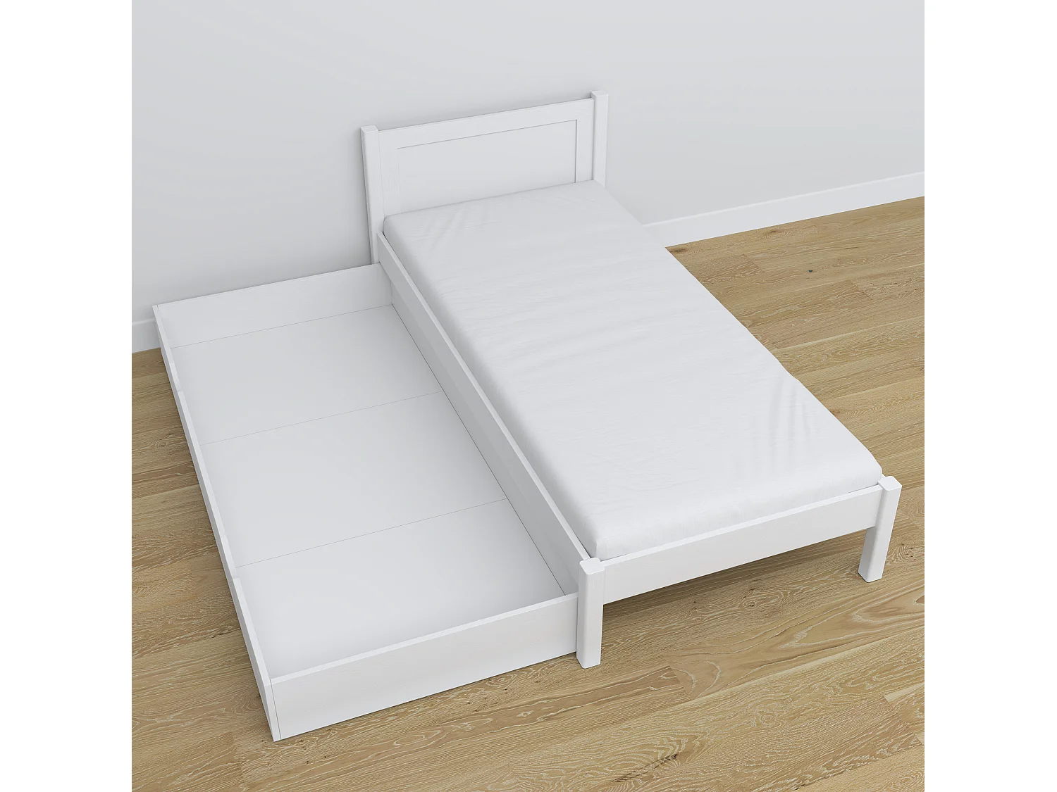 Lit simple en bois - avec tiroir N02 Blanc 90x200