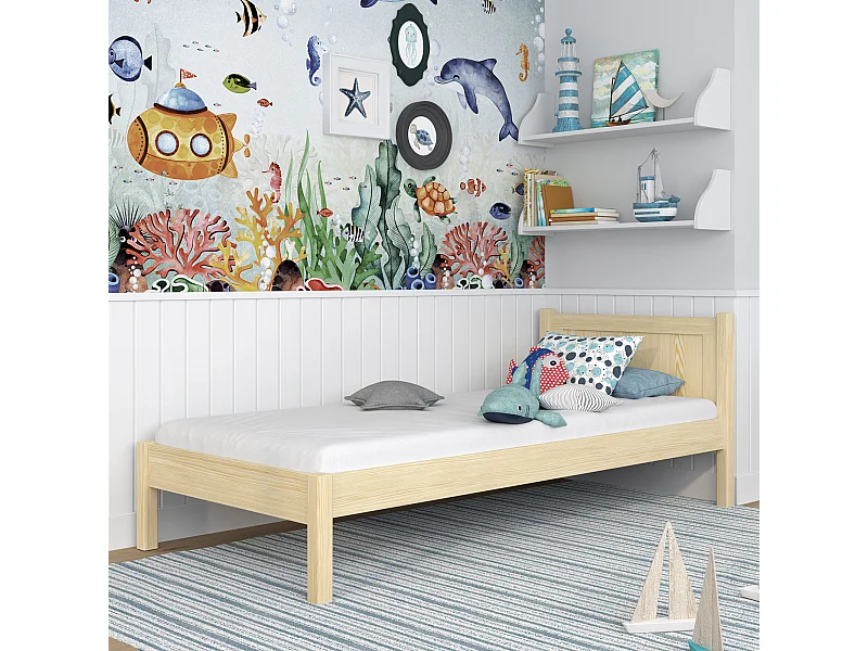 Lit simple en bois N02 Pin Clair 120x180