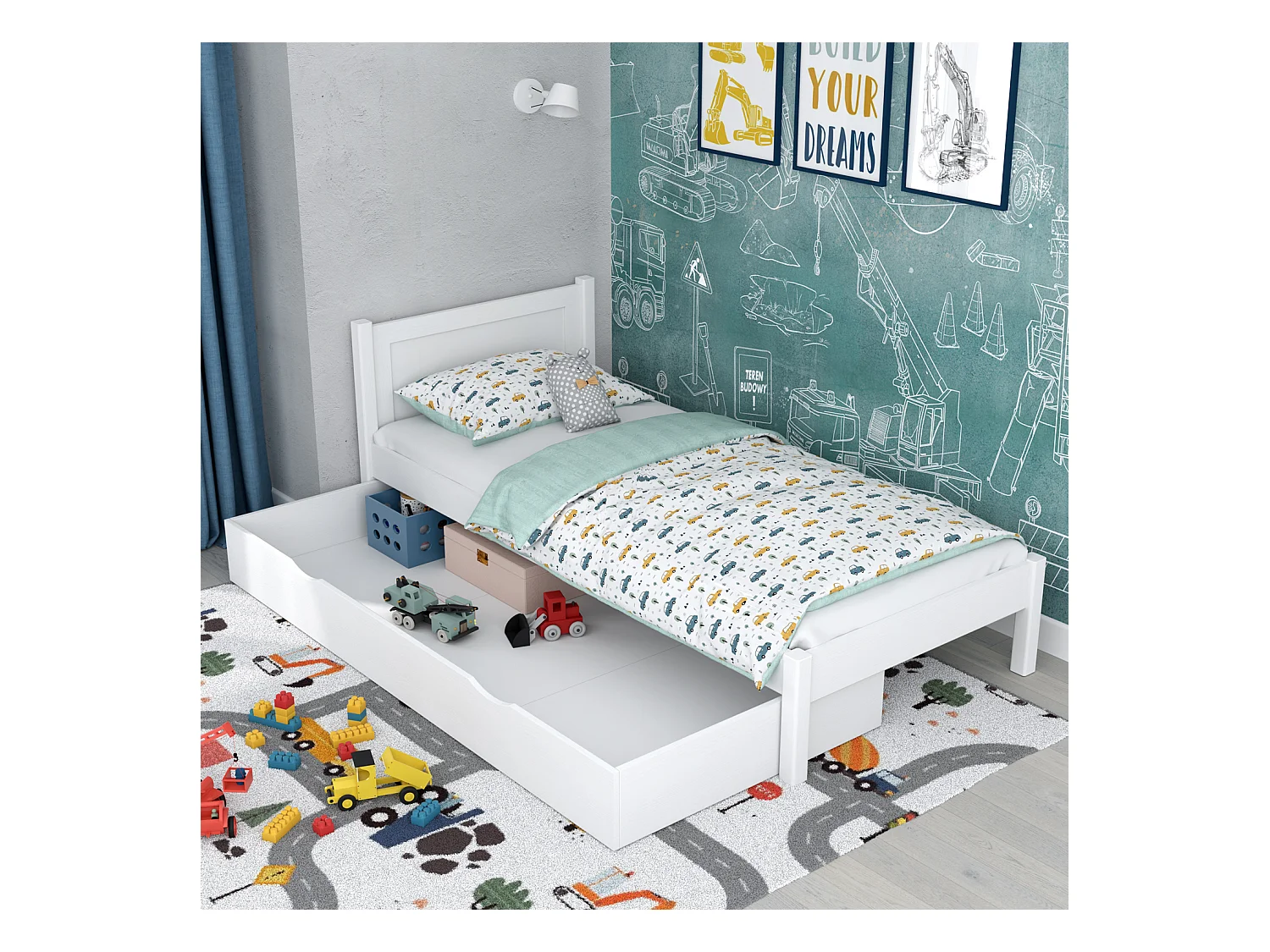 BETT mit Schublade N02 Weiß 120x180