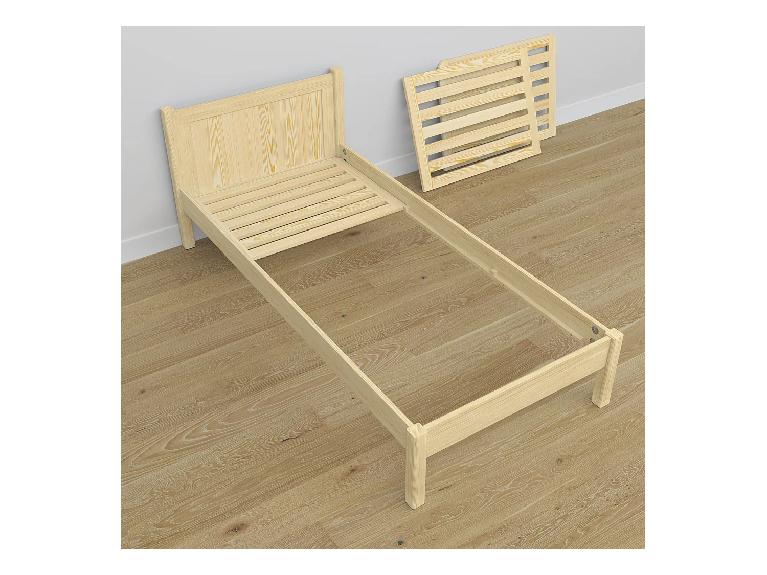 Lit simple en bois N02 Pin Clair 100x190