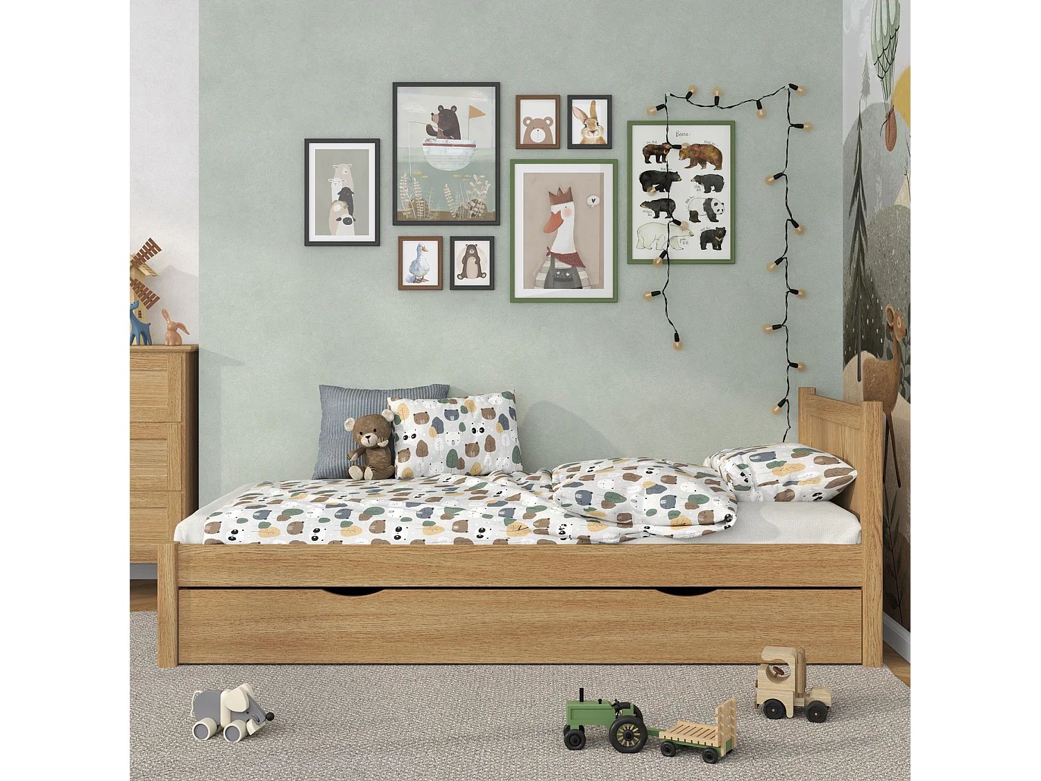 Lit simple en chêne - avec tiroir N02 Chêne Naturel 90x200
