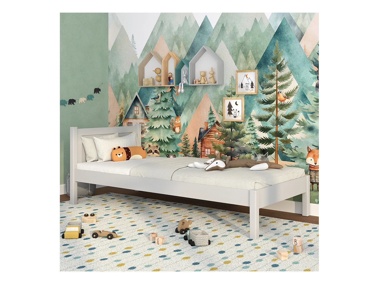 Lit simple en bois N02 Gris 80x200