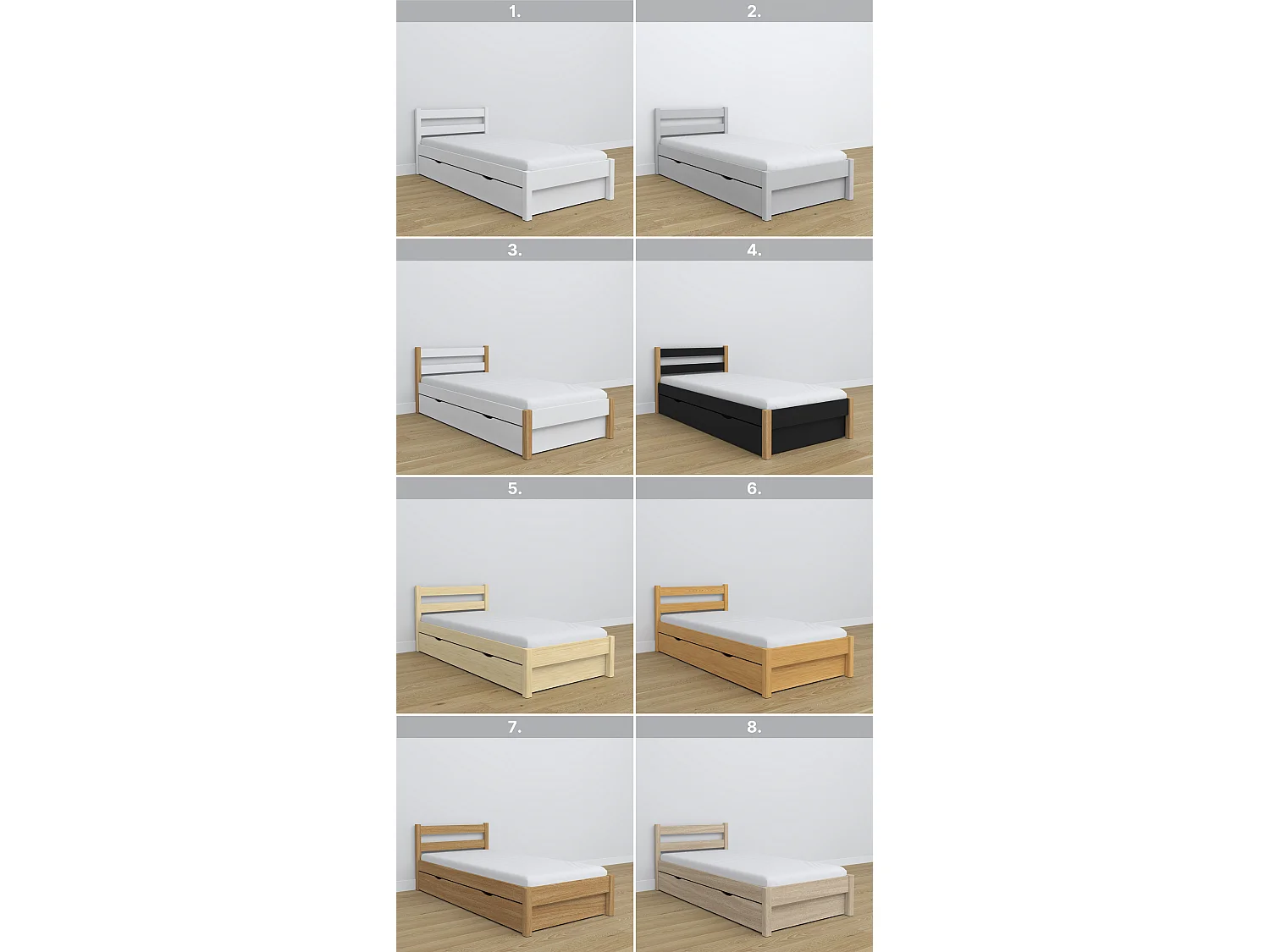 BETT mit Schublade N01 Sonoma Eiche 100x190