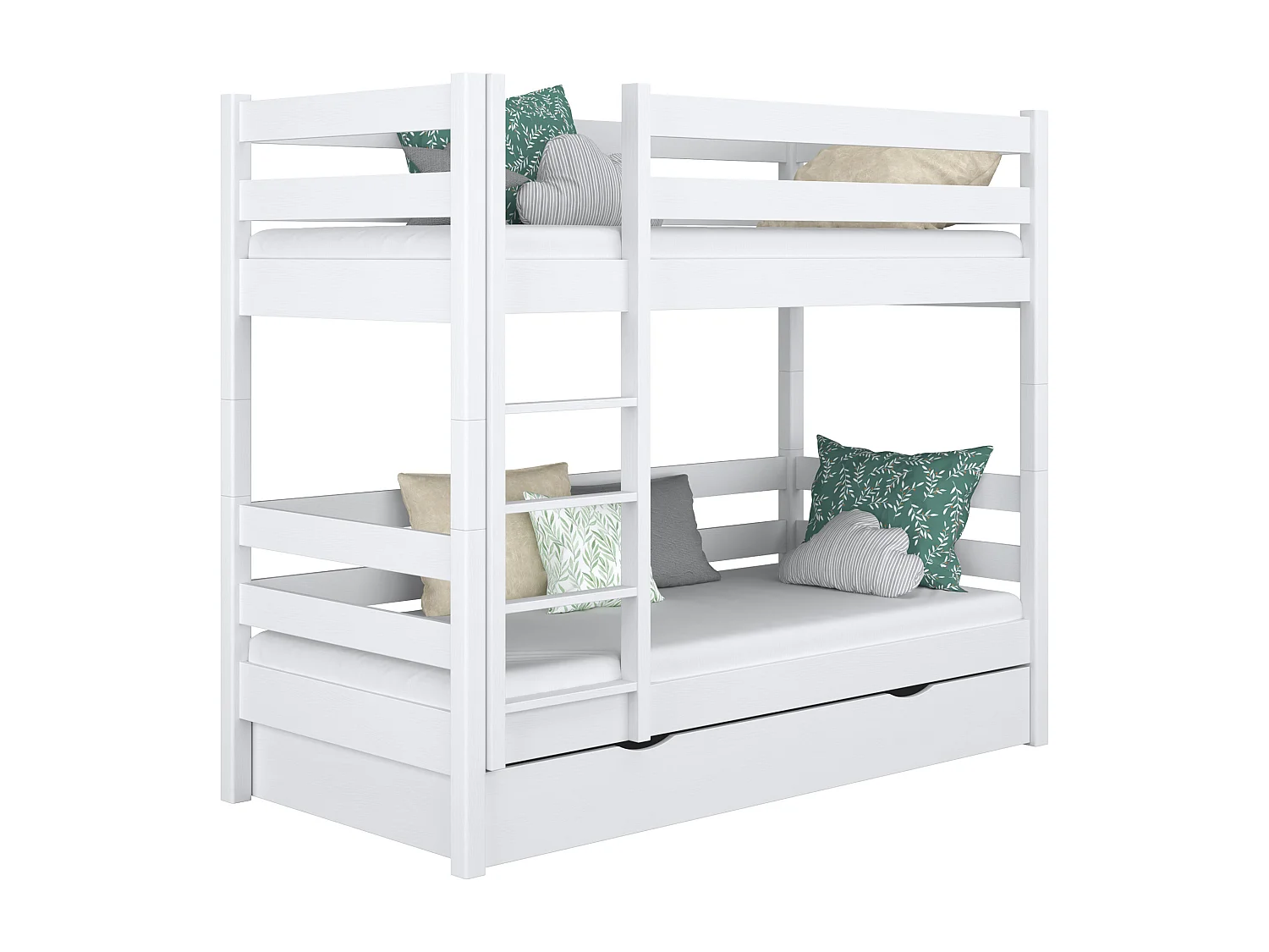 Lit superposé en bois - avec tiroir N01 Blanc 120x190