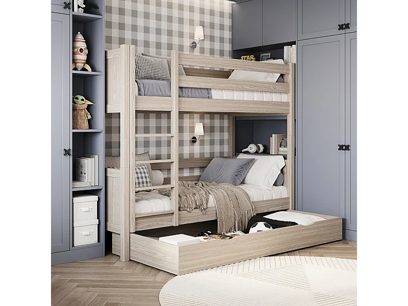 ETAGENBETT N02 mit Schublade Sonoma Eiche 100x180